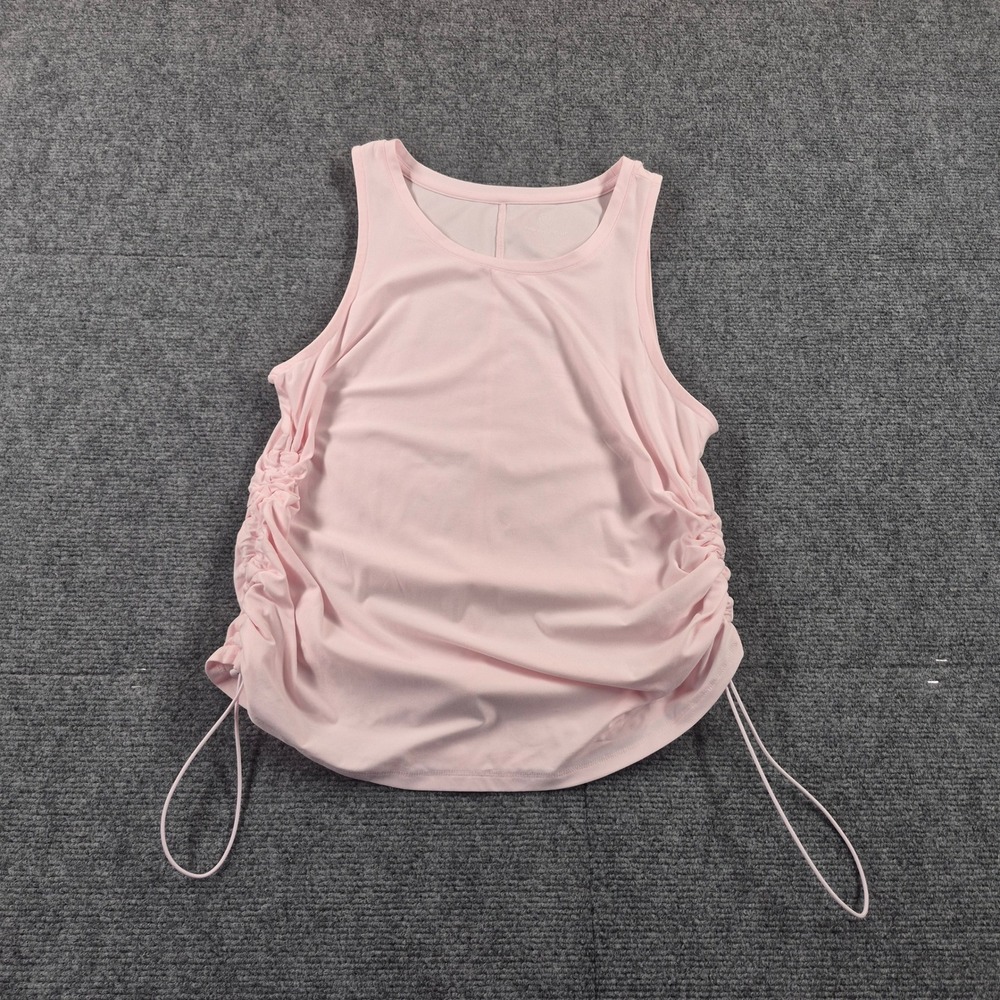 We Wander WeFlex Pink Ruched Side Cinched Drawstring Athletic Tank Top Large